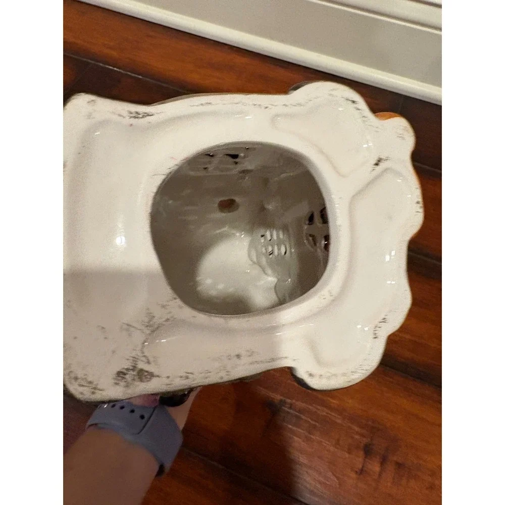 Halloween Ceramic Haunted House Tea Light Holder Ghost Skull Bat Decor Multi